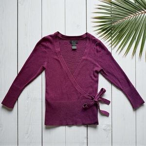 Frenchi Y2K Juniors Wrap Sweater Top Plum Long Sleeve